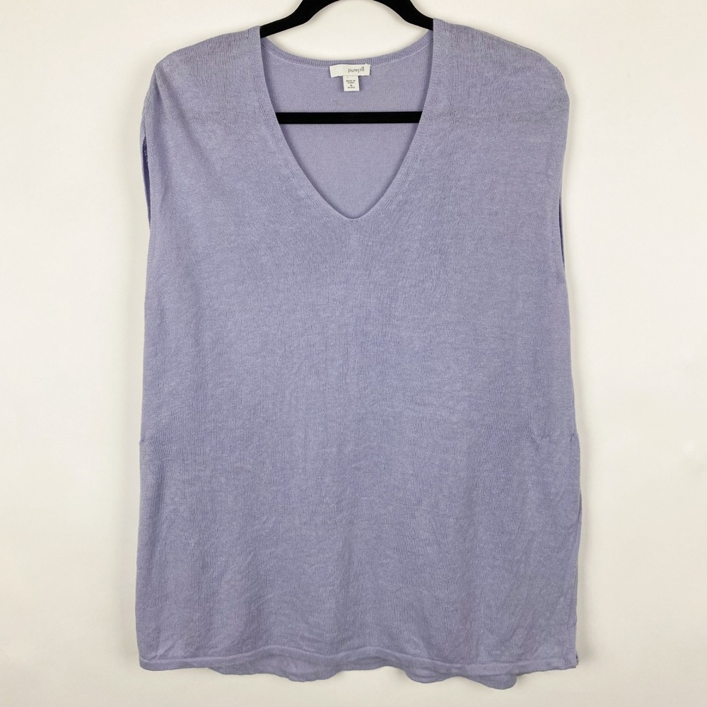 J.Jill pure jill‎ V-Neck Sleeveless Linen Blend Sweater Tunic Womens Petite MP